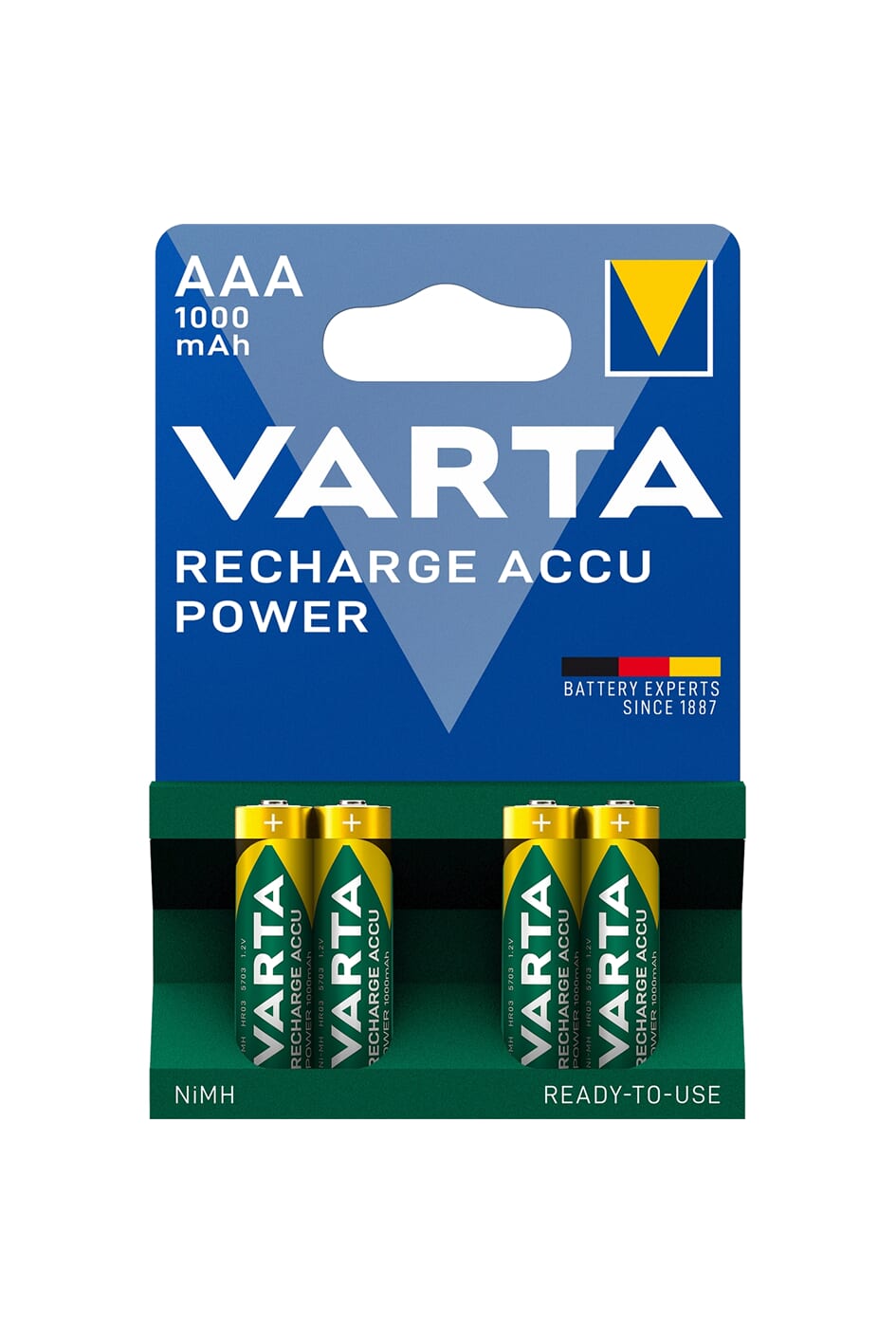 Varta Battery R03 AAA Rechargeable 1000mAh Card (4)