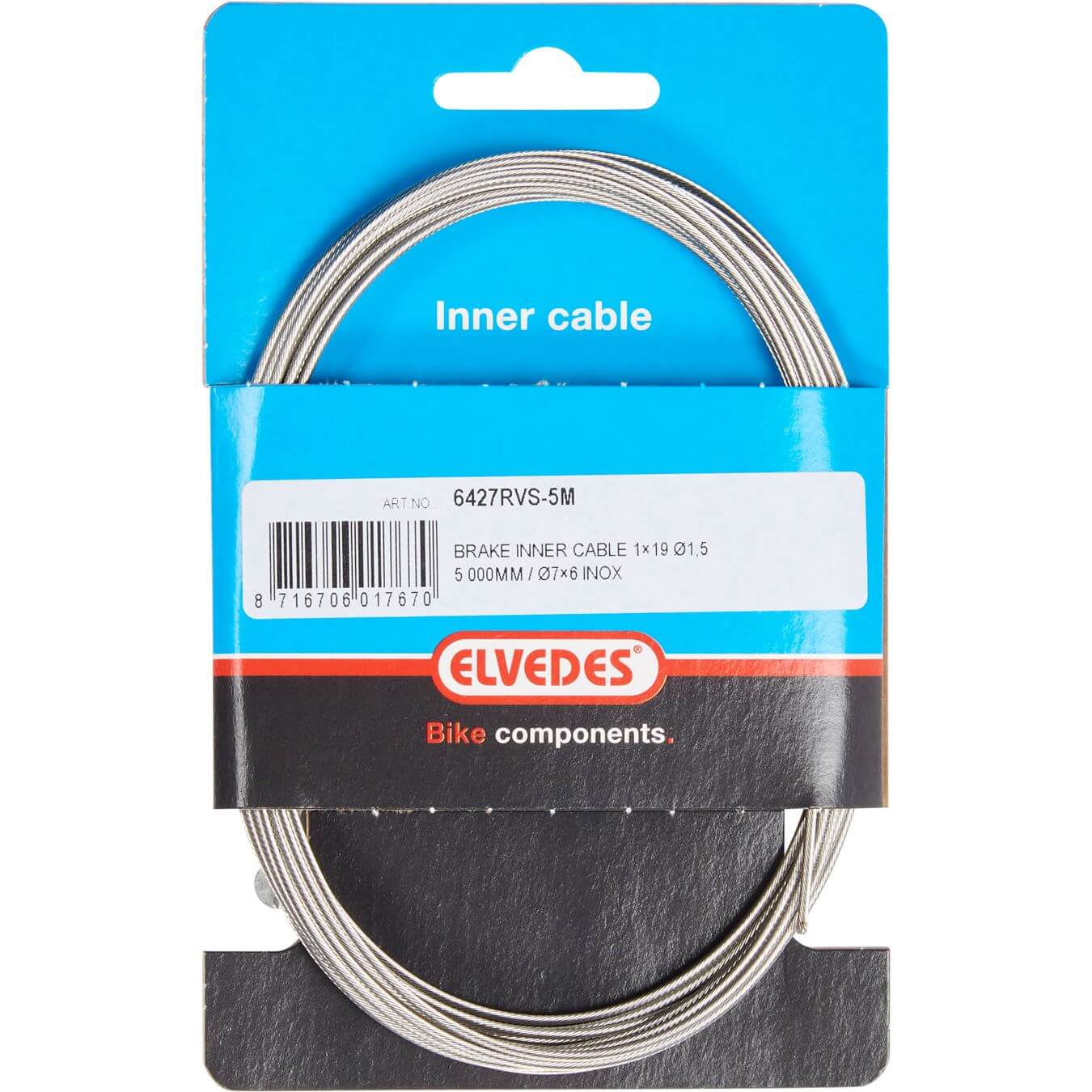 Elvedes Brake Inner Cable Stainless Steel 5m Nipple 7x6