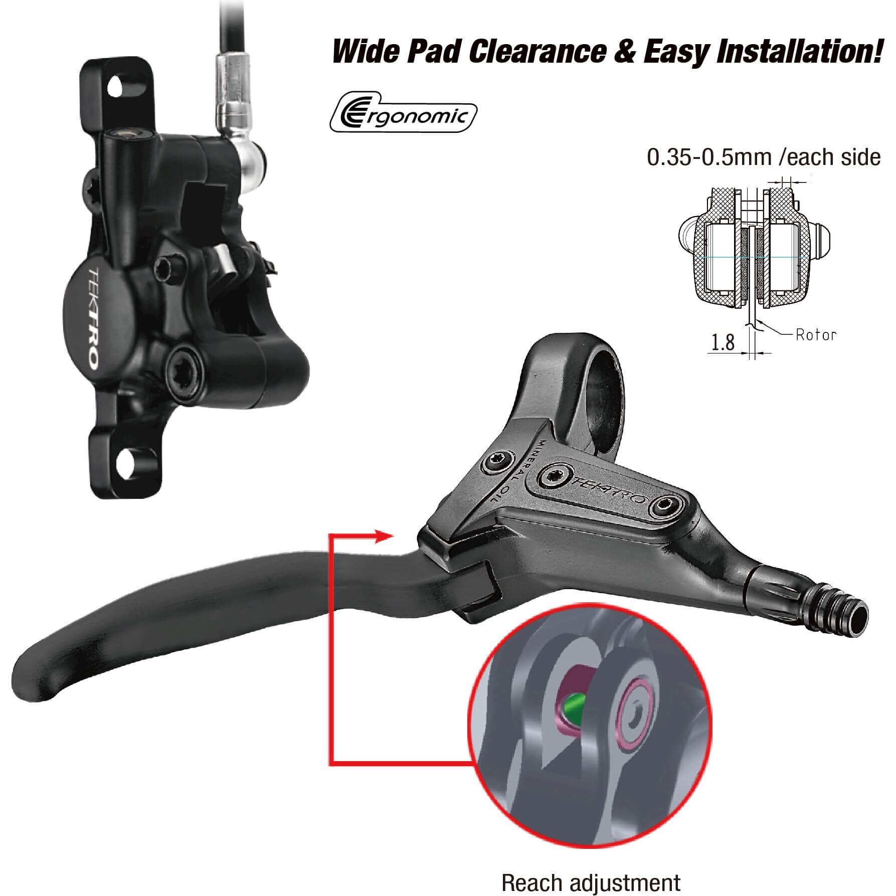 Tektro Disc Brake Set HD-T386 Left Black