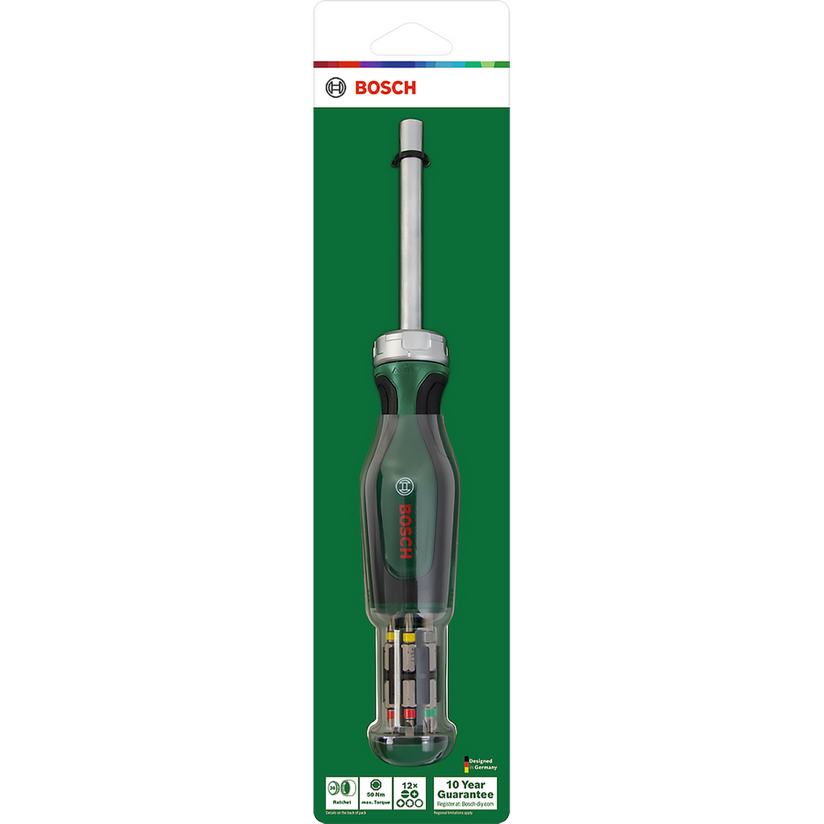 Ratchetskruetrækker med 12 bits