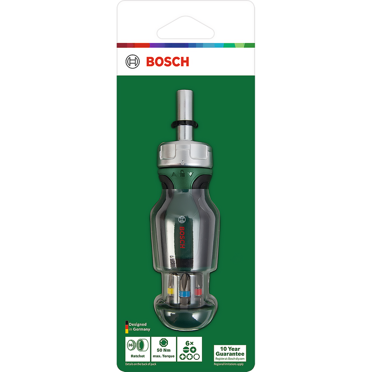 Kompakt skraldeskruetrækker med 6 bits